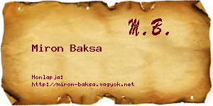 Miron Baksa névjegykártya